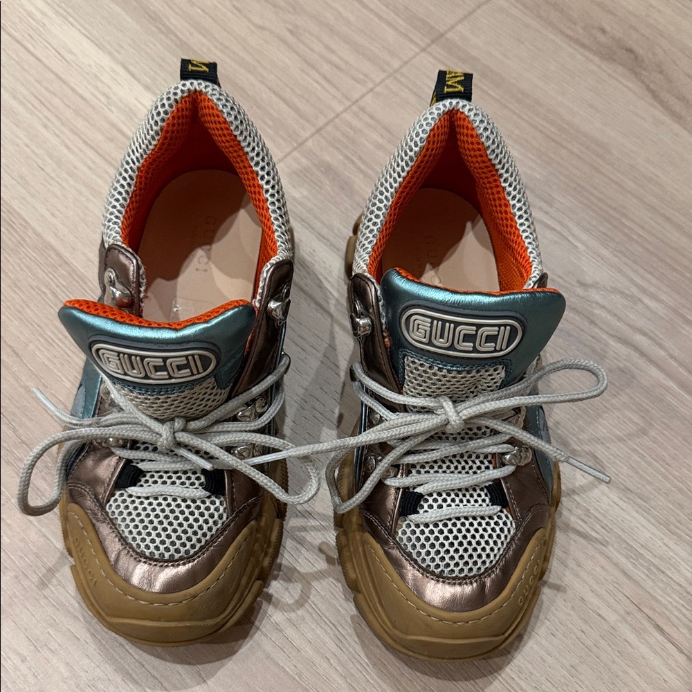 Gucci Kids' Metallic and Orange Sneakers